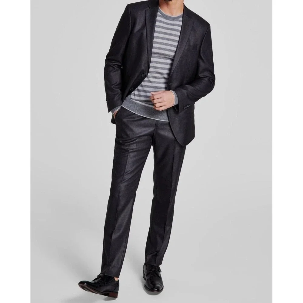 Kenneth Cole Reaction Men 2-pc Techni-Cole Suit GunMetal 40S Jacket Pant 32W 30L
